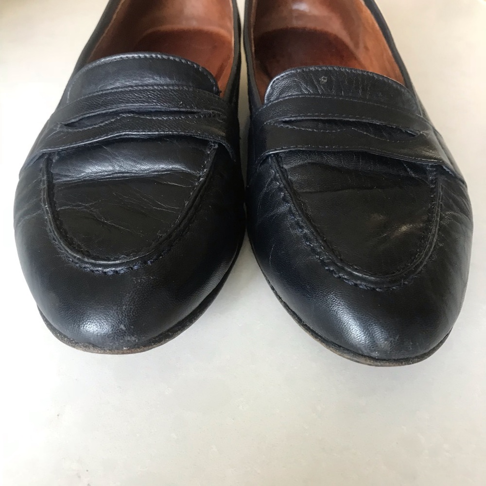 Vintage Black Leather Penny Loafers Flats - Picture 4 of 6